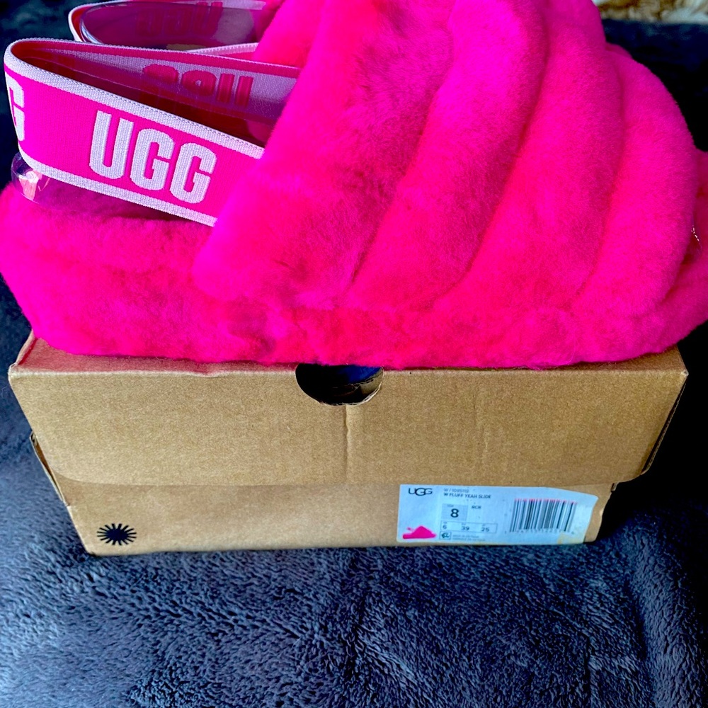 Hot Pink Ugg Fluff Yeah slide size 8